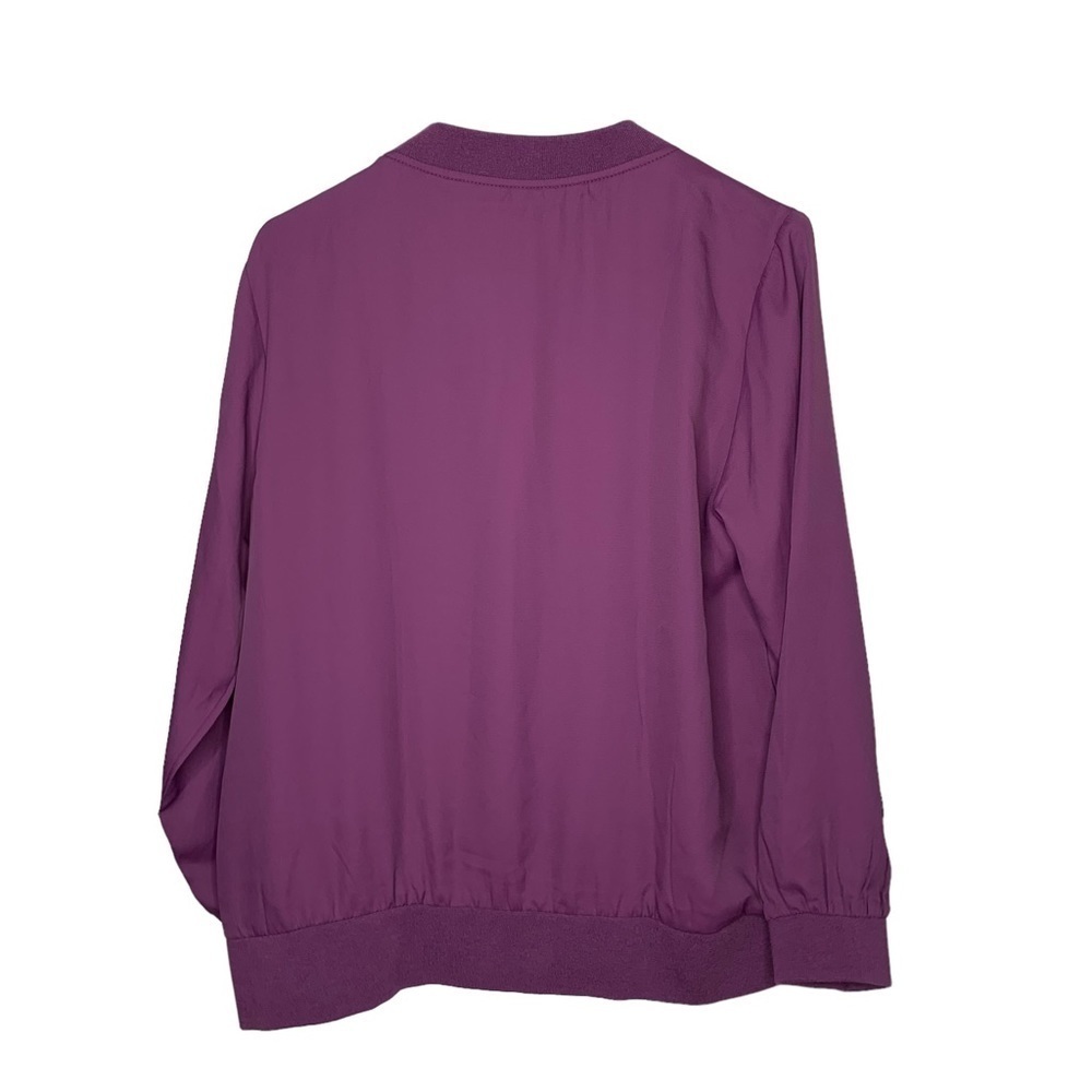 DG2 Bomber spring Jacket Bird Floral Embroidered Medium Purple Zip Front - Picture 6 of 6